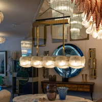Lustre moderne en verre de Murano italien, effet vague d'eau, pour salle à manger, décoration de galerie, luminaires suspendus