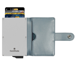 Tarjetero Minimalista CardHoda con Bloqueo RFID, Cierre de Broche, Cuero Sintético de Microfibra, Unisex, Cartera Corta, Azul Claro - Product Image 1