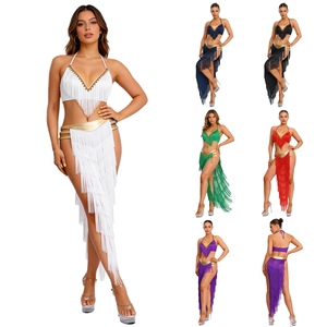 Ensemble de danse du ventre grande taille pour femmes : haut court et jupe à franges pour spectacles sur scène, fêtes costumées et soirées - Product Image 1