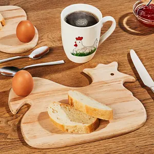 Planche à découper multi-usage en bois, naturelle, durable en forme de poulet, pour le petit déjeuner