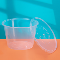 Conteneur alimentaire rond en PP pour plats à emporter, jetable, compatible micro-ondes, avec couvercle, pour usage professionnel en restauration