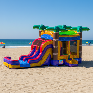 Castillo Hinchable Acuático Infantil con Tobogán Doble y Zona de Salto, Alquiler Comercial - Product Image 1