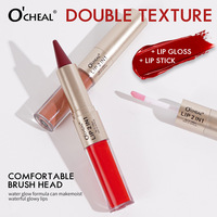 Gloss et rouge à lèvres 2 en 1 à double embout, vegan, crémeux, mat, waterproof, longue tenue, couleur intense, maquillage non collant