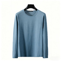 T-shirt décontracté à manches longues pour homme, col rond, en flanelle 180g, coupe ample, anti-boulochage et anti-rétrécissement
