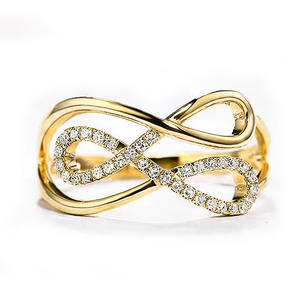 Anello Q420 Infinity Diamond Eternity Band da Donna con Incastonatura a Pavé, Pietra Naturale Rotonda, Anelli di Fidanzamento alla Moda - Product Image 1