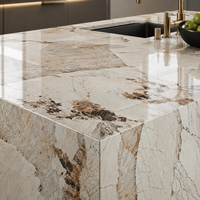 Carreaux de céramique en pierre frittée Pandora 2700*1200mm, panneaux muraux émaillés avec aspect marbre pour les dessus de table de salle à manger