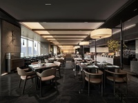 Table à manger carrée en bois et pierre de style ferme moderne, ensemble de chaises de salle à manger en bois, mobilier de restaurant extérieur commercial durable, 4 places