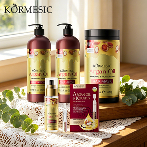 KORMESIC Private Label Argan Oil & Keratin Scalp Nourishing Hair Care Wash Set Moisturizing Anti-Dandruff Essence Shampoo Mask - Product Image 1