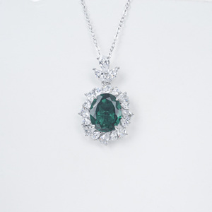 925 Sterling Silver Lab-Grown <b>Emerald</b> Necklace - Product Image 1