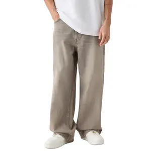 Ds Custom Heren 2024 Trendy Lichtbruine Jeans Broek Streetwear Hoge Kwaliteit Mode Super Baggy Jeans Heren