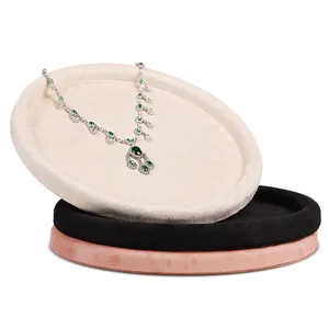 JINSKY Round Jewelry Display Trays Instock Factory Directly Ship Blank Necklace Box Velvet Material Jewelry Tray