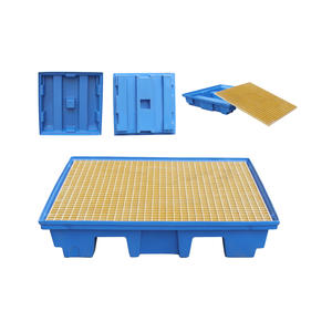 100% sin fugas HDPE doble 2 tambor Ibc Bund paleta <span class=keywords><strong>de</strong></span> contención <span class=keywords><strong>de</strong></span> derrames Tarimas Anti Derrames Para Tote con drenaje - Product Image 3