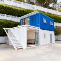 Villa modulaire à deux étages en conteneurs avec salle de fitness et balcon, verrière pleine hauteur à rupture de pont thermique, électricité conforme aux codes locaux