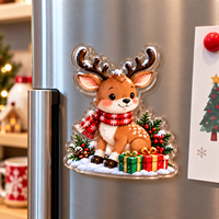 Aimant de réfrigérateur en acrylique motif flocon de neige de Noël, autocollant de vacances de Noël, souvenir, ornement décoratif de cuisine pour la maison et les fêtes