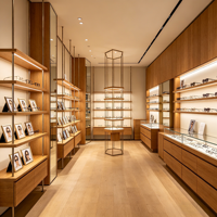 Présentoir sur pied en métal et bois pour opticien avec éclairage LED, robuste et écologique, pour les magasins de détail et la vente en gros