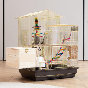 Papağanlar için lüks üreme kafesi altın kuş kafesi kaplan cilt siyah Phoenix evi kolay temiz düğme Metal canlı için - Product Image 4