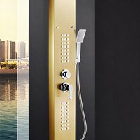 Système de douche mural en acier inoxydable 304 avec panneau de douche, jet de pluie et douchette à main massante, garantie 5 ans pour hôtels, villas et appartements