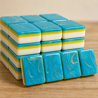 Meilleures ventes : Ensemble de tuiles de Mahjong américain bleu, édition classique de luxe 90e anniversaire, pour fêtes en plein air et jeux de rue, OEM
