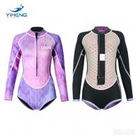 Combinaison de surf pour femme, grande taille, imprimée, avec logo frontal, haute élasticité, imperméable et respirante, épaisseur 2,0 mm, vente en gros sous marque privée
