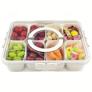 4Grid /8 Grid <b>Snack</b> Box <b>Container</b>, Portable Travel Charcuterie Board with Lid, Refrigerator Food Storage Box, <b>Snack</b> Organizer - Product Image 1