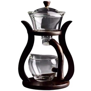 Juego de té de vidrio resistente al calor, tazón de tapa giratoria con dibujo de agua magnética, tetera semiautomática, tetera de goteo de Kung Fu Perezoso - Product Image 4