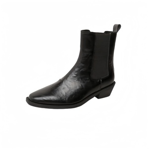 Bottes pour femmes faites à la main en cuir véritable, bout carré, talon épais, fermeture éclair, bottes modernes pour femmes, grandes tailles - Product Image 6