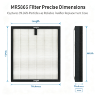 Kit de filtres de remplacement double face MR5866 pour purificateur d'air domestique à double prise d'air, filtre HEPA H13 véritable avec noyau de charbon, convient aux grandes pièces
