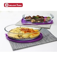 Plat à pâtisserie en verre borosilicate avec couvercle en plastique, résistant à la chaleur, écologique, compatible four et réfrigérateur, 400