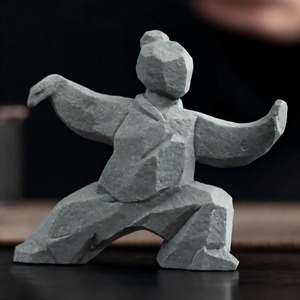 Ensemble de figurines de Tai Chi chinoises naturelles, statues de personnages de Kung Fu en pierre, décoration de table à thé Zen, ornement miniature de bureau pour la maison - Product Image 1