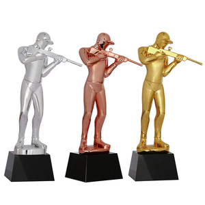 Trophée en résine cristalline Sunrise, figurine de tir, or, argent, bronze, cadeau personnalisable avec gravure pour compétition - Product Image 1