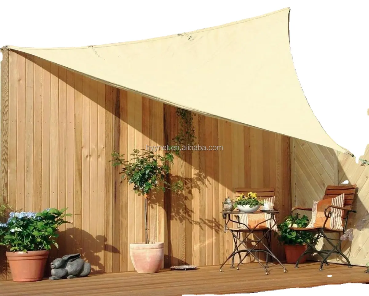 Toldo de vela impermeable para exteriores, color Beige, 3,6x3,6x3,6 m