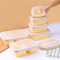 Boîtes à lunch pliantes en silicone pliables Conteneur de stockage des aliments en silicone en gros Vente chaude 350ml 500ml 800ml 1200ml 1600ml