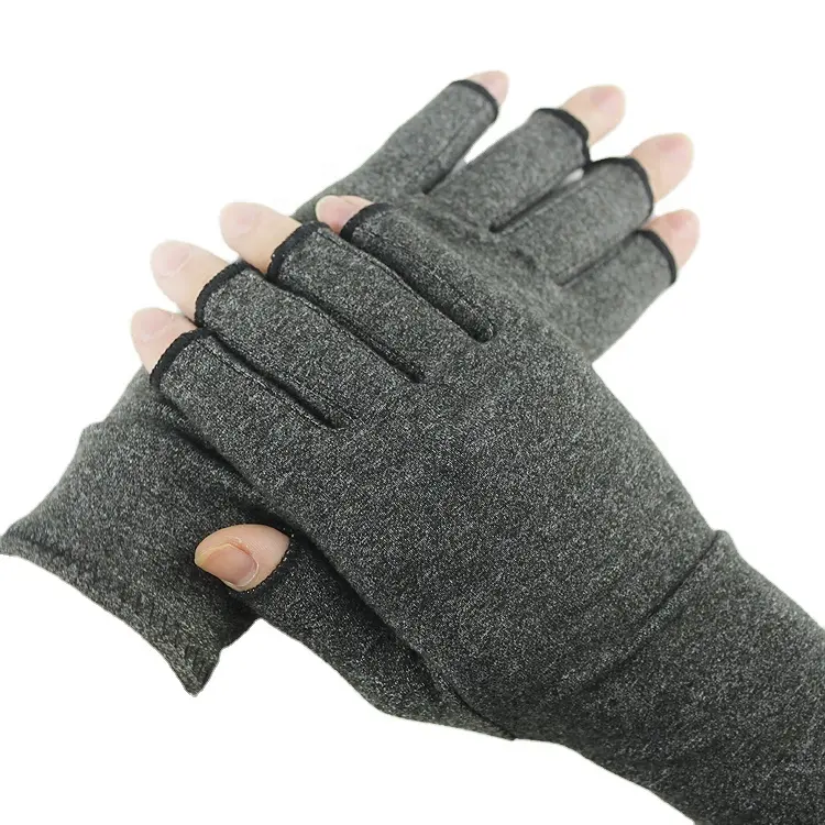 Guantes de algodón 100% para hombre y mujer, guantes de LICRA para terapia de manos, sin dedos, para artritis, compresión, para el dolor, Invierno