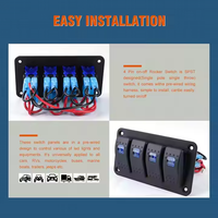 Nouveau panneau de commutation à bascule étanche IP65 8 gangs 12V/24V avec lampe bleue, interrupteur à bascule en aluminium pour voiture et bateau
