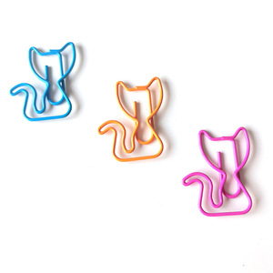 Marque-page de bureau amusant et mignon en forme de chat géant en métal avec queue bouclée, cadeau d'affaires, Pclip, 10 couleurs, pince à papier pour chat - Product Image 5