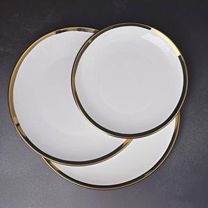 Vaisselle de restaurant occidentale jetable Plat plat en céramique dorée électrolytique Plats peu profonds pour les fêtes - Product Image 3