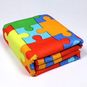 Wholesale Eco Microfiber Custom Puzzle Print Rectangle <b>Beach</b> <b>Towels</b> - Product Image 1