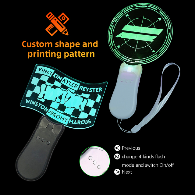Custom Kpop Lightstick Flashing Light up Cheering Concerts Events Acrylic Led Light Stick ABS Handle