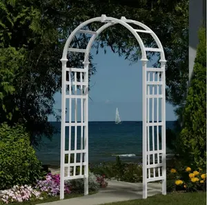 Fentech New design white vinyl arbor garden, wedding garden arbor