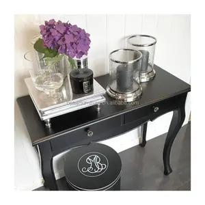 American Country Style Living Room Furniture Solid Wood Black Console Table with Drawers