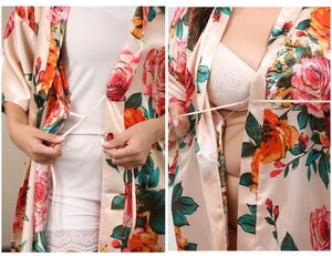 Kimono in Raso Floreale Setoso da Donna 2026, <span class=keywords><strong>Vestaglia</strong></span> con Elastico in Vita per Sposa, Damigella d'Onore, Festa Nuziale, Stagione <span class=keywords><strong>Estiva</strong></span> - Product Image 5