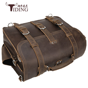 Tiding Men's Genuine Leather <b>Backpack</b> Dark <b>Brown</b> 20L Below Durable Travel Bag - Product Image 3