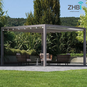 <span class=keywords><strong>Pergola</strong></span> moderne d'extérieur, cadre imperméable en aluminium, <span class=keywords><strong>pergola</strong></span> de jardin en aluminium électrique avec cadre en osier et style à lamelles - Product Image 5