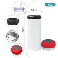 Gobelet musical intelligent sans fil en acier inoxydable de 16 oz pour sublimation, 4-en-1 avec fonction refroidisseur et 2 couvercles