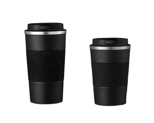 Custom Vacuum Double Wall Stainless Steel Coffee Cup Silicone Sleeve and Lid - Product Image 1