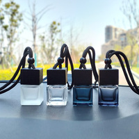 Diffuseur de parfum de luxe moderne classique en verre carré pour voiture, flacon d'aromathérapie 8ml/10ml avec bouchon à vis, vente en gros