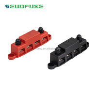 Barre de bus 250A 12V 3/8 "bloc de distribution d'énergie 4 goujons bloc de jonction automobile batterie marine bornier de barre omnibus avec couvercle