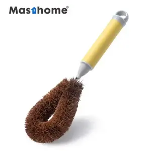 Masthome ODM OEM Grey & Yellow Style Pot Brush PP TPR Handle Palm Kitchen Pans Dishes Cleaning Brushes