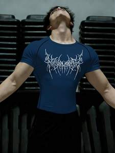 Custom <strong>Compression</strong> Men's Fitness Shirt Printed <strong>Running</strong> Sports t Shirt Anti-Friction Protective Quick Dry <strong>Short</strong> Sleeve Te for Men - Product Image 2