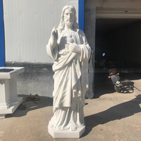 Statue de Jésus grandeur nature sculptée à la main en marbre blanc, décoration moderne pour église, sculpture en pierre
